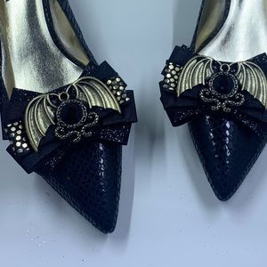 Halloween Goth Vampire Bat Bow Shoe Clips